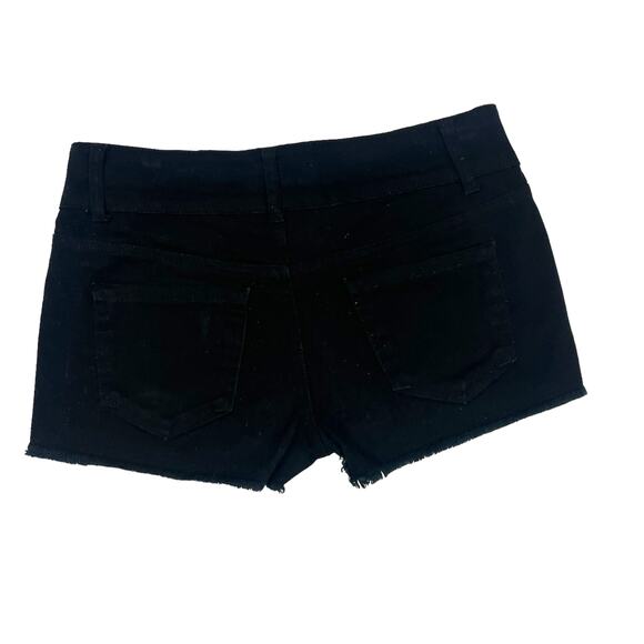 Refuge Jean Shorts Black Denim Double Button Cutoff Short Women 6 Casual Stretch - Picture 2 of 8